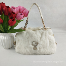 China factory wholesale Women Luxury Designer Handbag fashion rex rabbit fur handbag with letter G